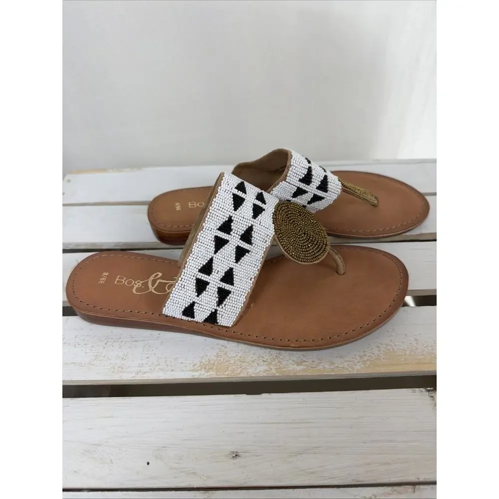 New No Box Bos & Co Judy Beaded Sandal #1052 Size EU 39